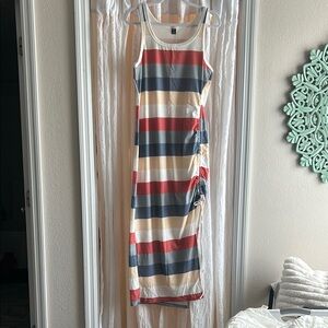 SHEIN Red and Blue Sleeveless Maxi Sundress